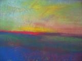 Sunset over Avensac by Jeff Hoare, Drawing, Pastel on Paper